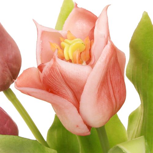 Product Artificial Flowers Crown Tulips Purple Pink 7 pcs in bunch 34cm