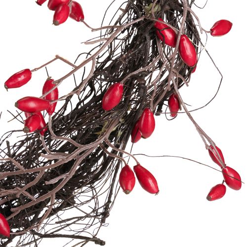 Product Artificial rosehip wreath decoration autumn wreath red Ø50cm