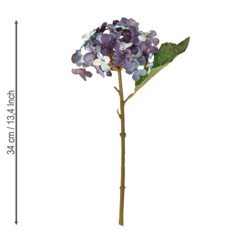 Product Artificial Hydrangea Decoration Artificial Flower Blue Purple 34cm 2pcs