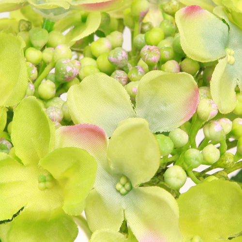 Product Artificial Hydrangeas Green Flowers Leaves L43cm 2pcs
