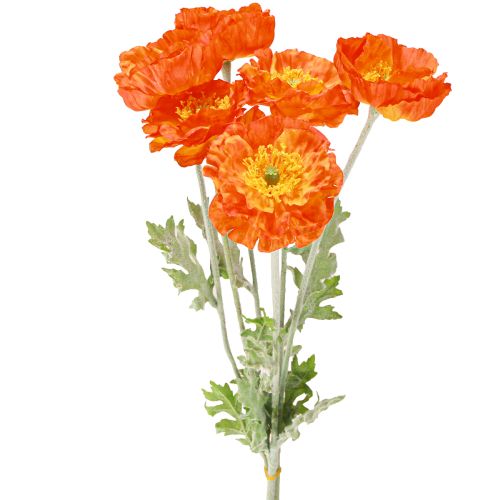 Product Artificial Poppies Summer Flowers Orange Ø7cm L78cm 3pcs