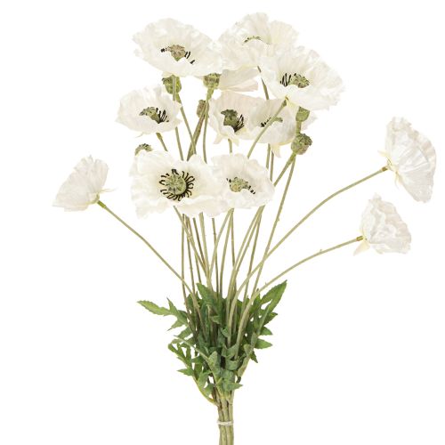Floristik24 Artificial Poppies in White Silk Flowers L78 6pcs