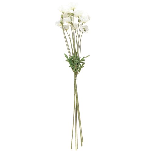 Floristik24 Artificial Poppies in White Silk Flowers L78 6pcs