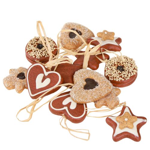Product Artificial Christmas cookie decorations, tree ornaments, country style, set of 12