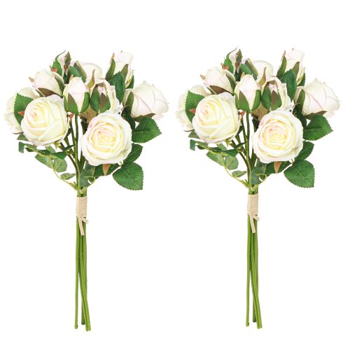 Product Artificial Roses Artificial Flowers Bunch Cream 36cm 12pcs