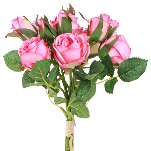 Floristik24 Artificial Roses in a Bunch Artificial Flowers Pink 36cm 12pcs