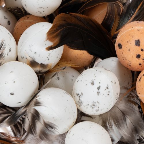 Product Artificial quail eggs, decorative feathers on a stick, 36cm, 12 pieces