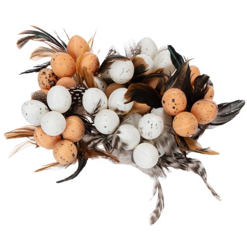 Product Artificial quail eggs, decorative feathers on a stick, 36cm, 12 pieces