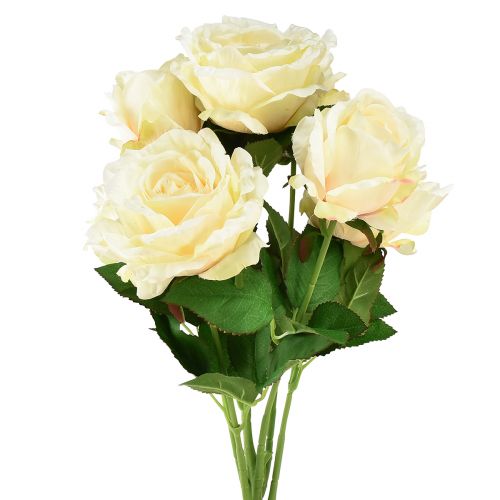 Floristik24 Artificial Roses Artificial Flower Bouquet Roses Cream Yellow Pick 54cm