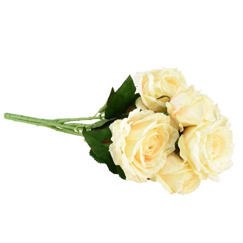 Product Artificial Roses Artificial Flower Bouquet Roses Cream Yellow Pick 54cm