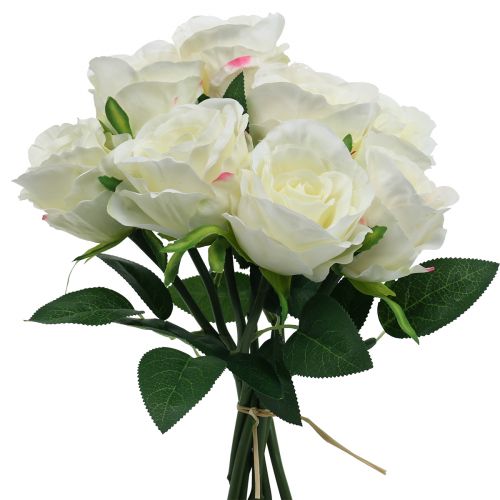 Floristik24 Artificial roses in a bunch white 30cm 8pcs