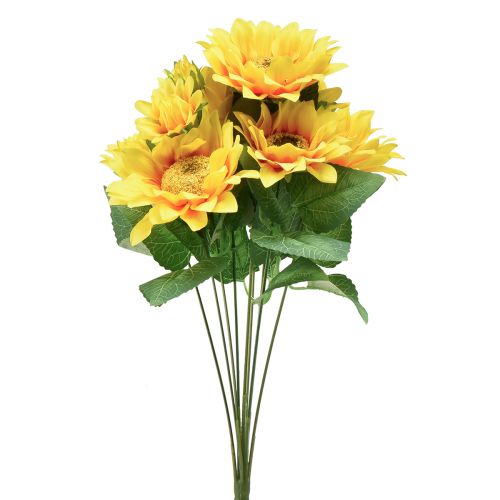 Artificial Sunflower Bouquet Pick Yellow Orange 45cm