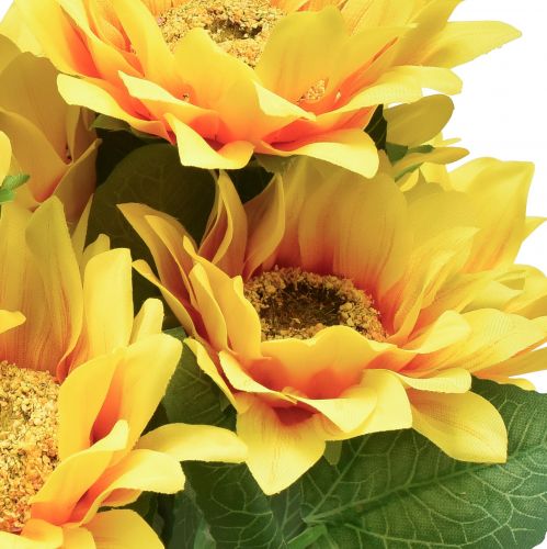 Product Artificial Sunflower Bouquet Pick Yellow Orange 45cm