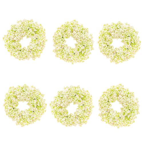 Product Artificial Flower Wreath Mini Table Decoration White Pink Ø12cm 6 pcs