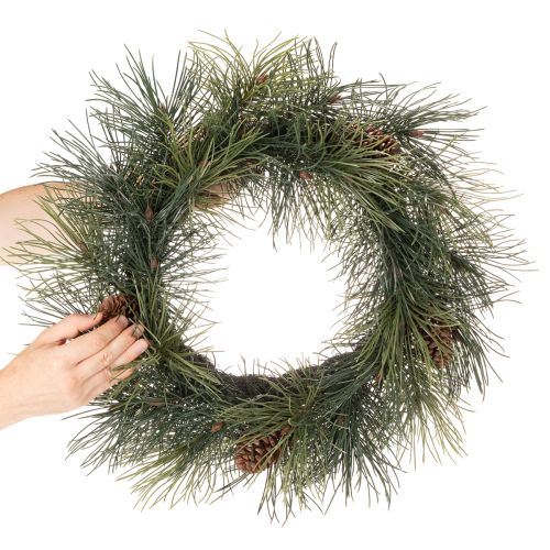 Artificial pine branch wreath with cones 60 cm | Floristik24.ie