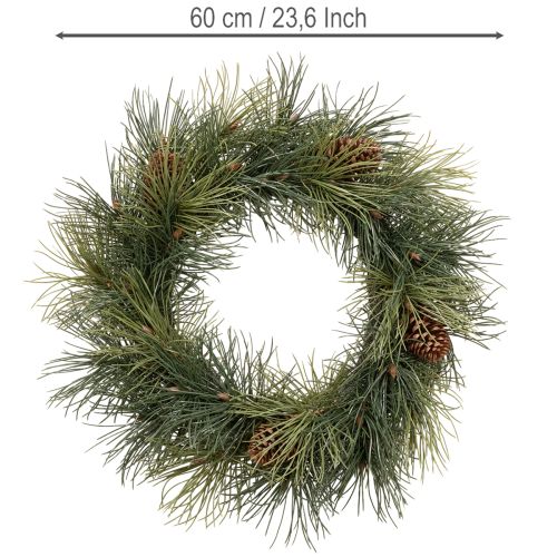 Artificial pine branch wreath with cones 60 cm | Floristik24.ie