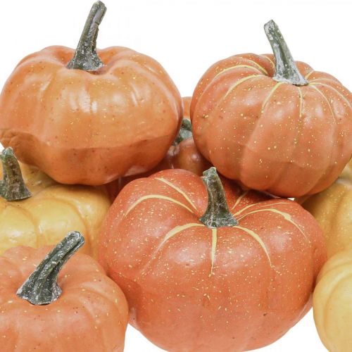Floristik24 Artificial Pumpkin Orange Ø6-8cm 8pcs