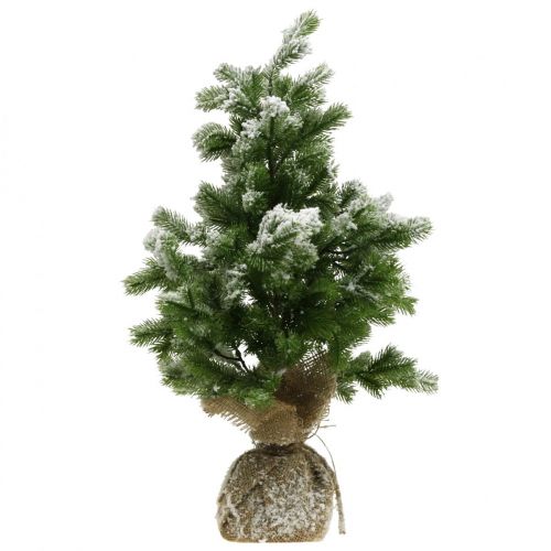 Floristik24 Artificial Mini Christmas Tree in a Sack Snowy Ø32cm H55cm