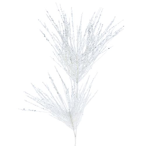 Product Artificial Pine Branch Decorative Branch White Glitter L80cm