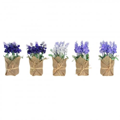 Floristik24 Artificial Lavender Artificial Flower Lavender in Jute Bag White/Purple/Blue 17cm 5pcs