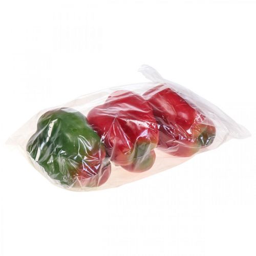 Floristik24 Artificial Vegetable Decoration Pepper Red Green Ø 8cm H13cm 3pcs