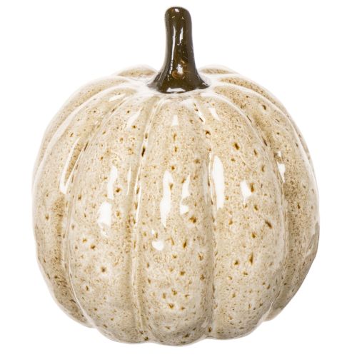 Ceramic pumpkin decoration with LED and grinning face, 13cm | Floristik24.ie
