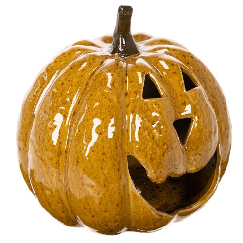 Ceramic pumpkin with face, LED decoration, Halloween, 19cm