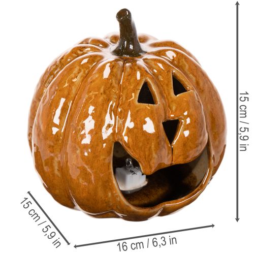 Ceramic Pumpkin Halloween LED Decoration 15cm | Floristik24.ie