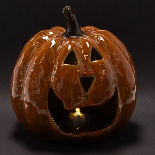 Ceramic Pumpkin Halloween LED Decoration 15cm | Floristik24.ie