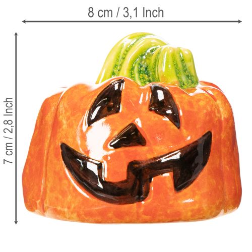 Decorative ceramic pumpkin figurine for autumn and Halloween, 8cm | Floristik24.ie