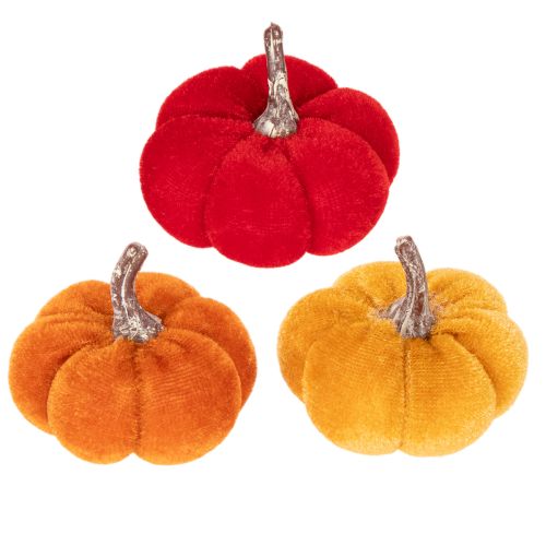 Decorative pumpkin set made of velvet in three colors, mini pumpkins 5cm, 12 pieces