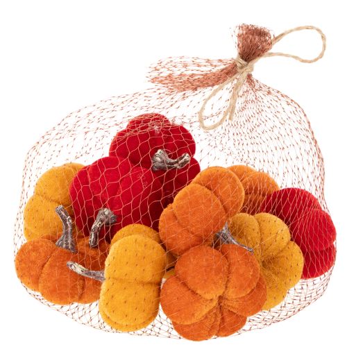 Decorative pumpkin set made of velvet in three colors, mini pumpkins 5cm, 12 pieces | Floristik24.ie