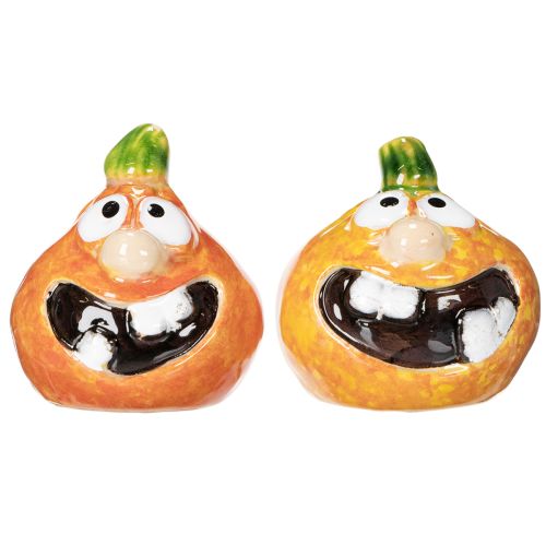 Decorative pumpkin figurine as a fun autumn decoration, 6cm, 2 pieces | Floristik24.ie