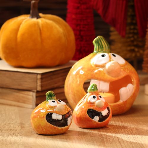 Decorative pumpkin figurine as a fun autumn decoration, 6cm, 2 pieces | Floristik24.ie