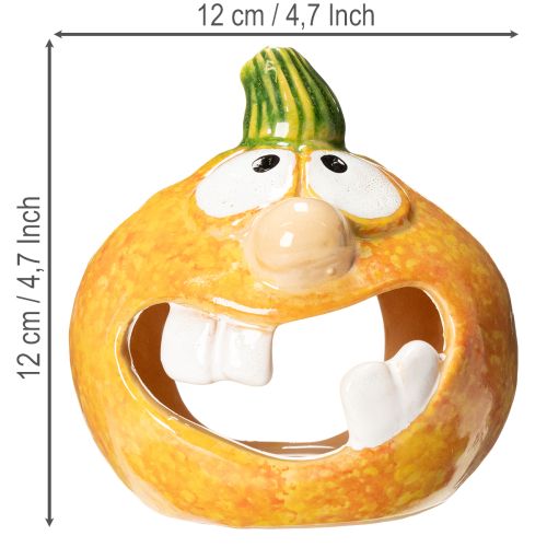 Pumpkin decorative figure and tealight holder, funny face, autumn decoration, 12cm, 2 pieces | Floristik24.ie