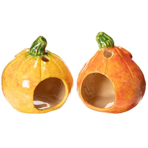 Pumpkin decorative figure and tealight holder, funny face, autumn decoration, 12cm, 2 pieces | Floristik24.ie