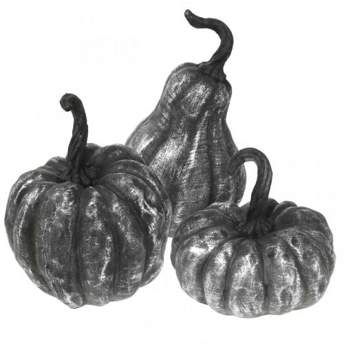 Decorative Pumpkin Silver, Black Assorted H10.5/14.5/17.5cm 3pcs