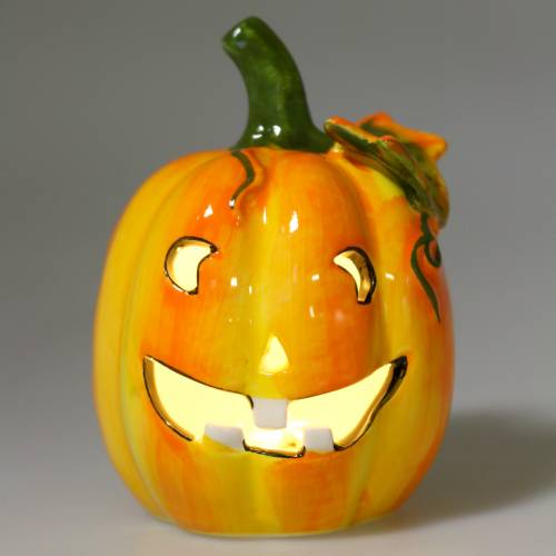 Pumpkin with LED Ø7.5cm H10cm 3pcs