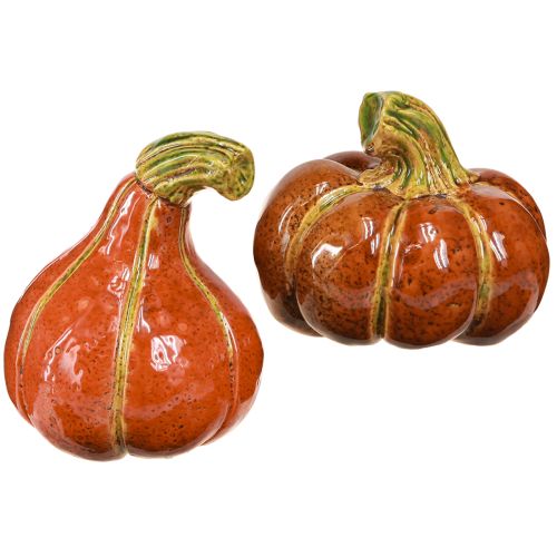 Floristik24 Pumpkins ceramic autumn decoration brown orange 10/13cm 2 pcs