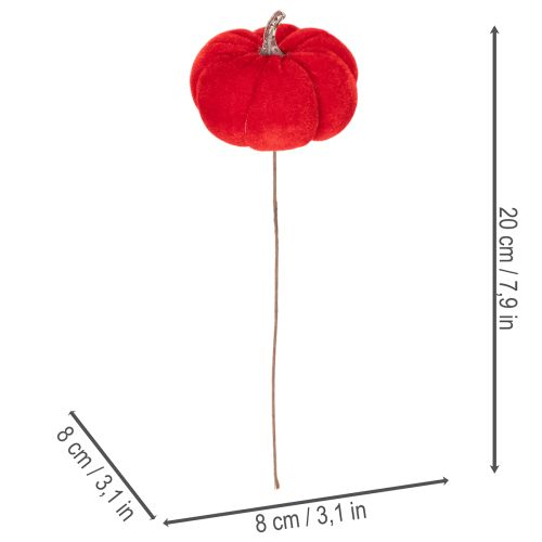 Decorative pumpkin on wire, autumn decoration, velvet, three-color set, 8cm, 9 pieces | Floristik24.ie