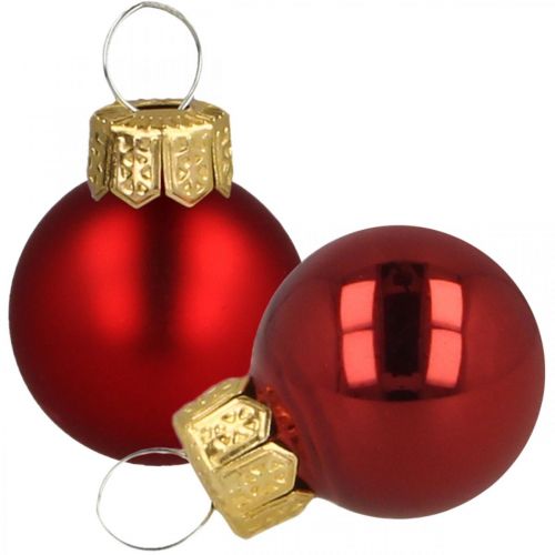 Floristik24 Mini Christmas balls glass red matt/glossy Ø2cm 44 pieces