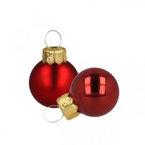 Mini Christmas balls glass red matt/glossy Ø2cm 45p