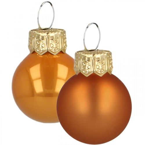 Product Mini Christmas balls glass orange matt/glossy Ø2cm 44p