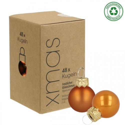 Product Mini Christmas balls glass orange matt/glossy Ø2cm 44p