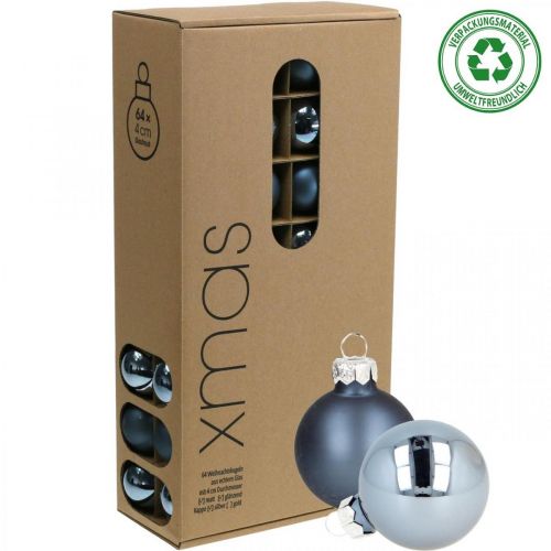 Product Christmas balls glass blue glass ball matt/glossy Ø4cm 60 pieces