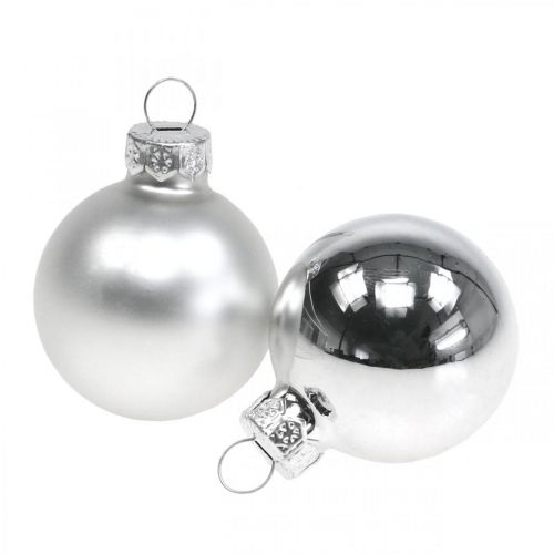 Floristik24 Christmas Balls Glass Silver Ball Matt/Shiny Ø4cm 60 pcs