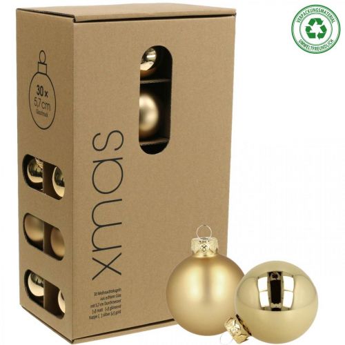 Floristik24 Christmas balls glass golden matt shiny Ø5.5cm 26pcs