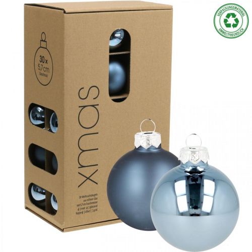 Floristik24 Christmas balls glass blue matt shiny Ø5.5cm 26pcs