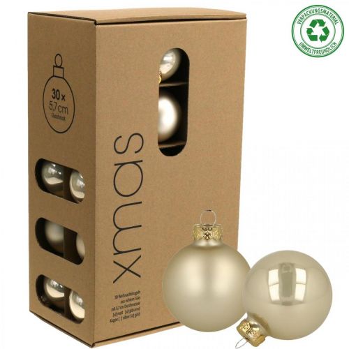 Floristik24 Christmas balls glass cream matt shiny Ø5.5cm 26pcs