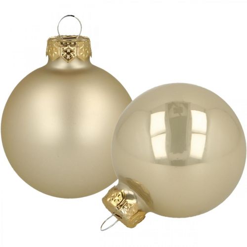 Floristik24 Christmas balls glass cream matt shiny Ø5.5cm 26pcs